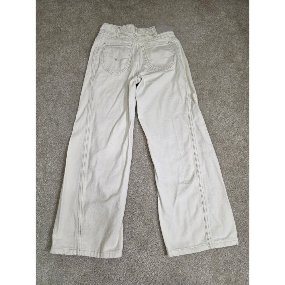 We The Free Free People Wide Leg Jeans Cream Off White Contrast Stitch Size 25 - Picture 9 of 12